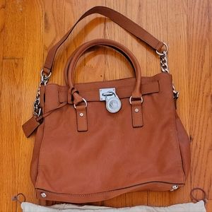 Michael Kors chestnut leather bag chain purse satchel